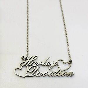 Harley-Davidson Silvertone Double Heart Necklace
